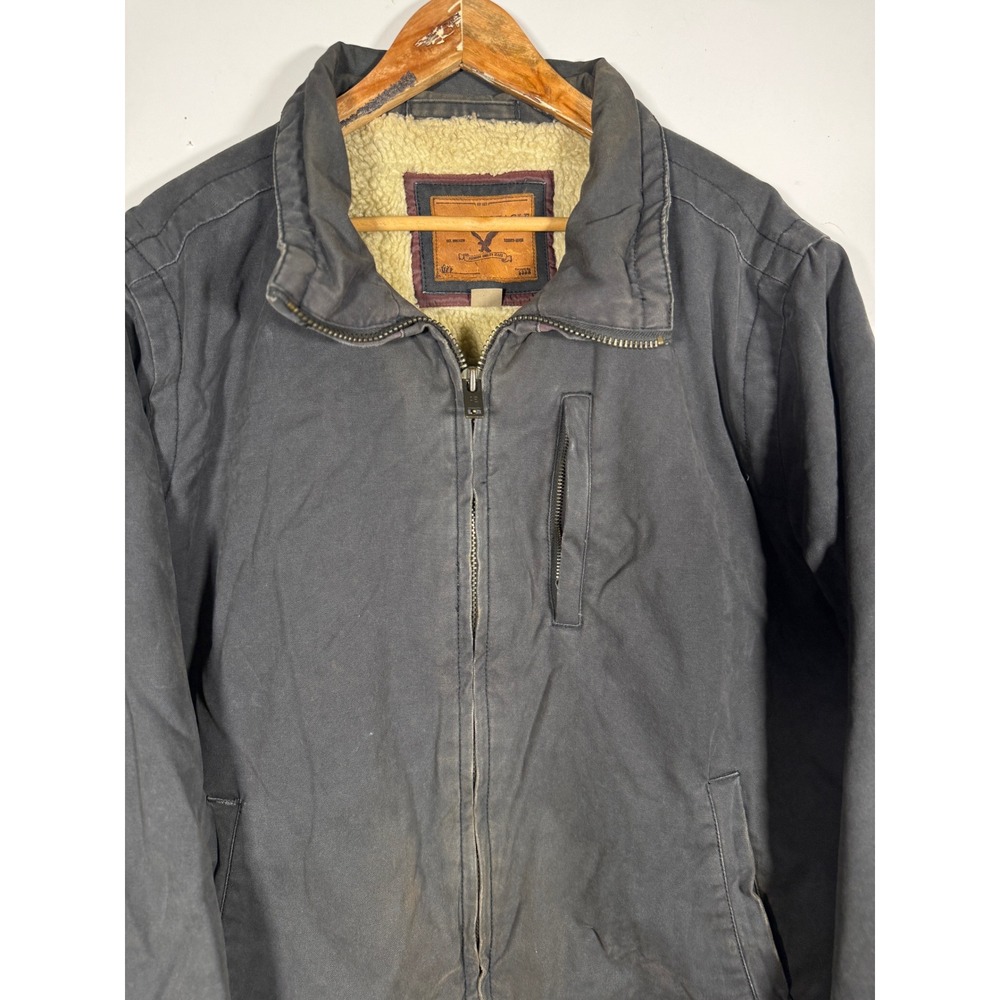 American Eagle Outfitters Mens Gray Sherpa Lined Canvas Workwear Jacket XL